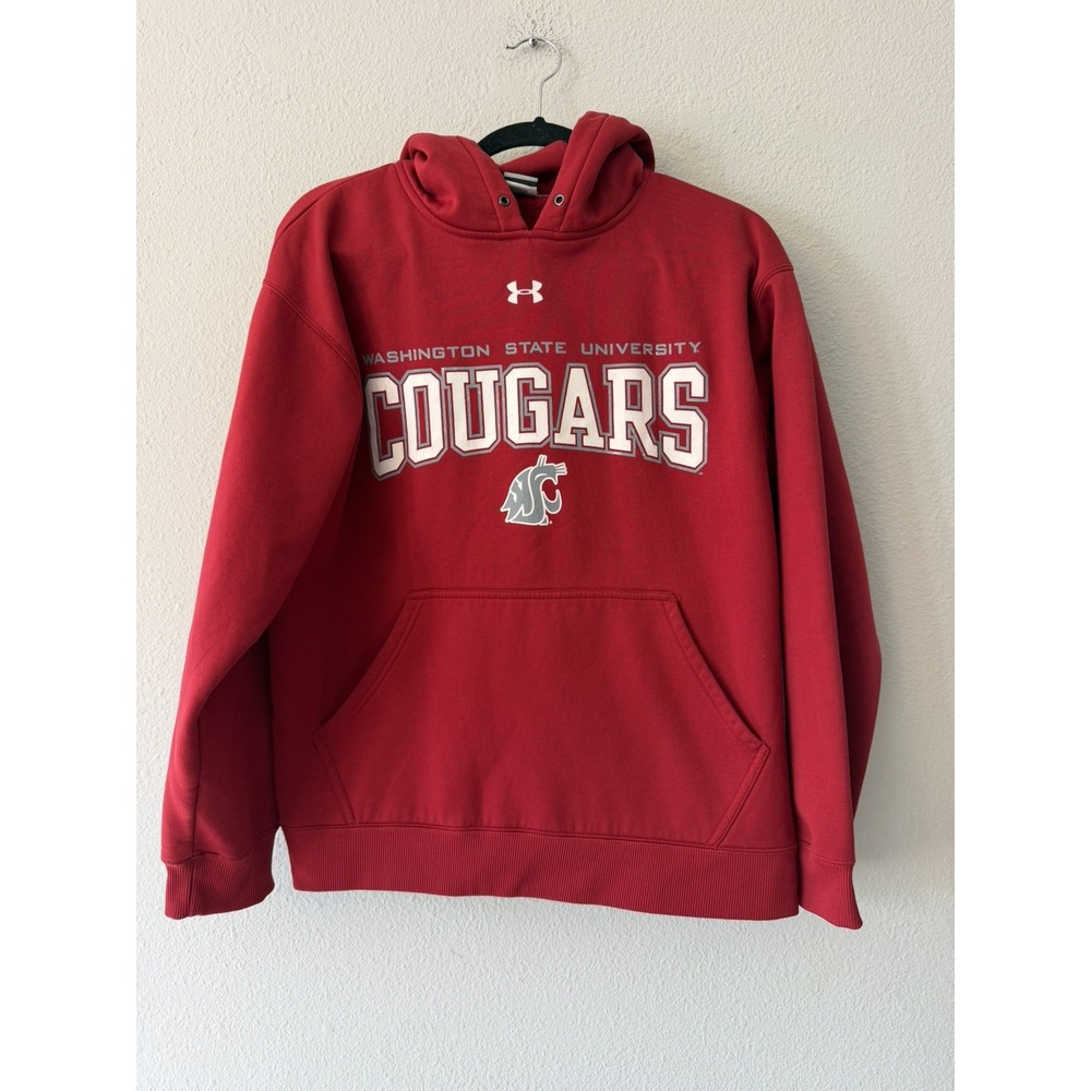 Washington State Cougars Hoodie Mens Medium Red Under Armour Sweatshirt